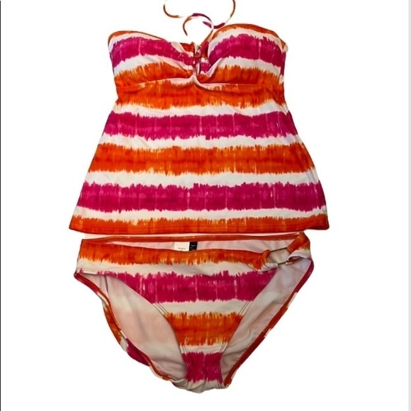 Lauren Ralph Lauren Striped Tankini bathing suit size 8 - Picture 2 of 8